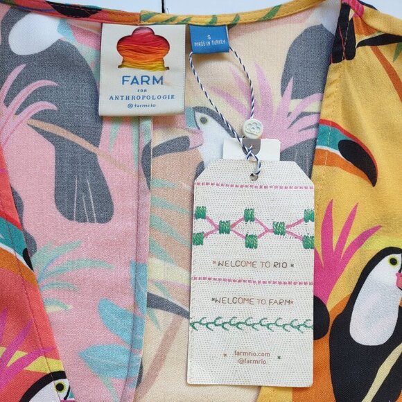 NWT FARM Rio Tropical Toucan Rainbow Chic Feminine Wrap Blouse  Size Small - Picture 7 of 10